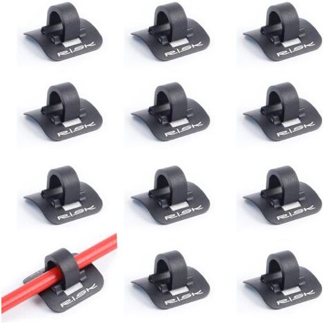 BUNTHAUS C-Clips Fahrrad-Klebedraht-Sitz, Fahrradkabel-Clips, 3M-Drahtsitz mit Klebehalter, 12 Stück, Aluminiumlegierungs-Drahthalter für Fahrräder, MTB, Falträder, Schwarz (1/5)