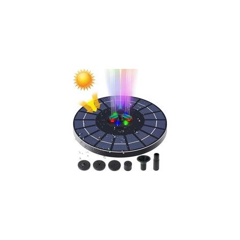 Fontaine solaire, pompe à eau solaire pour bain d'oiseaux avec lumière LED, pompe à eau flottante à énergie solaire pour jardin, piscine, 23 cm (1/5)