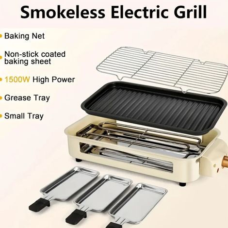 Four électrique sans fumée avec plaque de cuisson antiadhésive amovible, un indispensable en cuisine. (1/5)