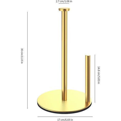 Hochwertiger Edelstahl-Papierhandtuchspender für die Arbeitsplatte mit beschwertem Sockel, ideal für die Organisation in Küche und Bad, Edelstahl (Gold - Ausführung 1)