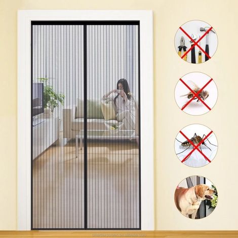 Moustiquaire magnétique noire 140x220 cm, maille renforcée anti-moustiques (1/5)