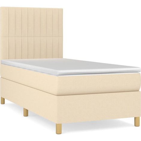 Maison Exclusive - Giroletto a Molle con Materasso Crema 90x200 cm inTessuto