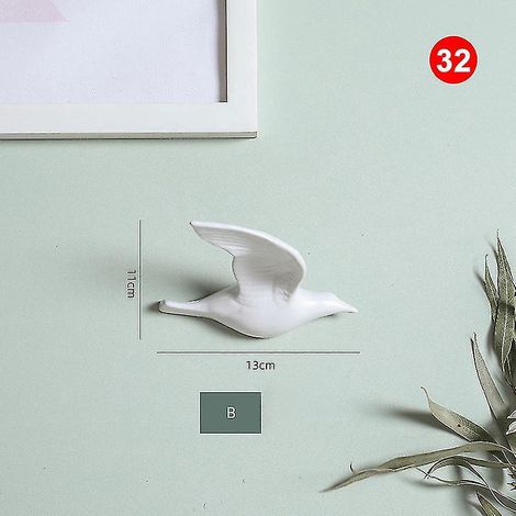 3D-Wanddekorationen aus Keramik in Vogelform – 32-teilig