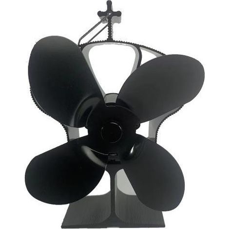 Ventilador de chimenea negro estilo corona LT381, ventilador de estufa de arranque automático, 4 aspas, resistente a altas temperaturas, ventilador de chimenea alimentado por C (1/5)
