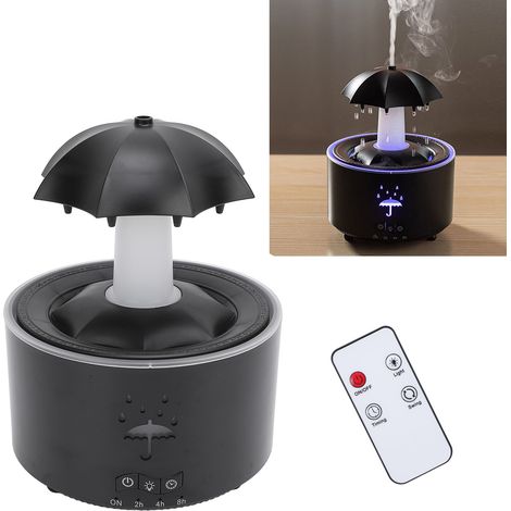 Humidificador de 300 ml con pantalla giratoria, difusor de aromaterapia para aceites esenciales, temporizador LED, mando a distancia, color negro, enchufe europeo. (1/5)