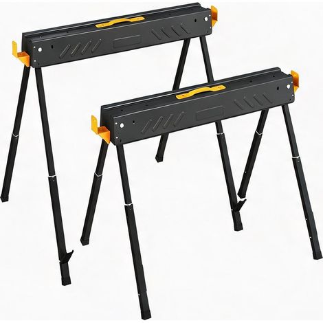 Tréteaux Pliables MétalLot de 2 negro en métal 93 x 50 x 85,5 cm (1/5)