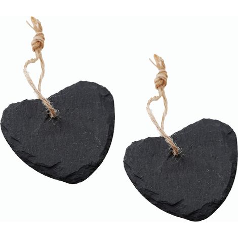 Cœur en ardoise à suspendre avec un ruban de jute, décoration tableau noir en ardoise, décoration murale (cœur de 2,6 cm)