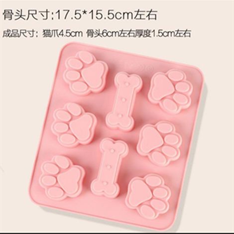 Moule 2-en-1 pour pattes de chien et os, 8 cavités, forme de patte et d'os, silicone flexible, taille 3 pièces