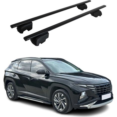 OMAC Dachtrager Quertrager für Hyundai Tucson IV 2022-2026 – City Crash getestet – ISO PAS 11154:2006 – Abschliessbar – Max 75 kg – 2 Stangen Stahl Schwarz (1/5)