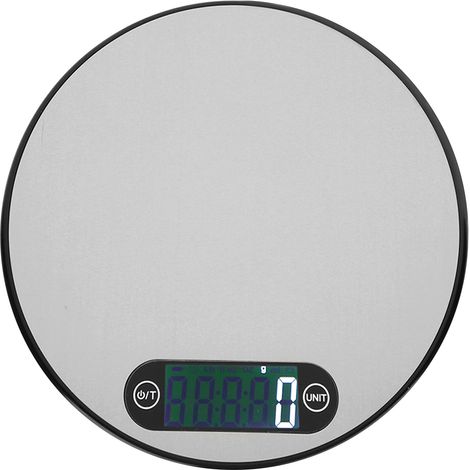 Mini balance électronique numérique en acier inoxydable, ronde, 5 kg/1 g, accessoires de cuisine et de pâtisserie, noire-AquaForge (1/5)
