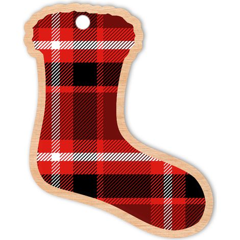 DECORACIONES PARA ÁRBOL DE NAVIDAD DE MADERA D37 calcetín (1/2)