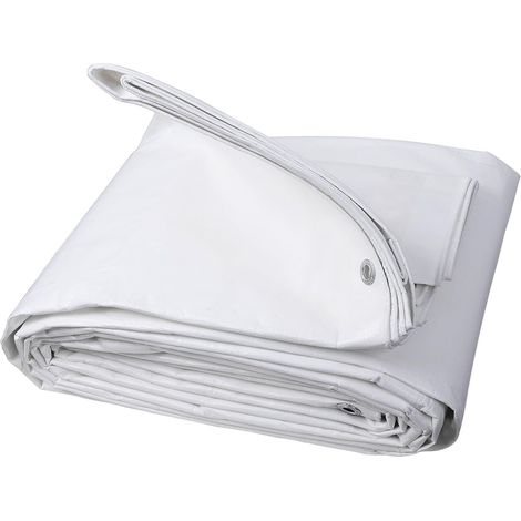 1 Bâche PE 280g/m² Imperméable, Œillets Renforcés, Protection Bois Extérieur, Blanc 3x5m