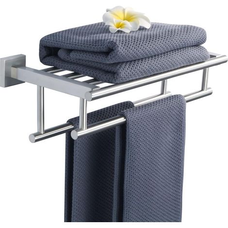 Bathroom Towel Rack, Towel Ring with Double Bars, Towel Holder Length 40CM, Brushed Stainless Steel Wall Mounted Towel Rail (1/5)