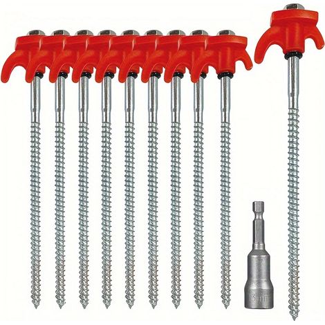 Lot de 8 piquets de tente hexagonaux filetés pour l'extérieur, piquets de tente spiralés portables, accessoires de camping 20 cm (1/3)