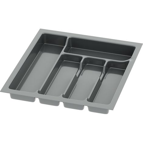 Range-couverts pour tiroir - 1 unité - Plastique anthracite - 5 compartiments découpables - Cuisine organisée - 38x43 cm (1/4)
