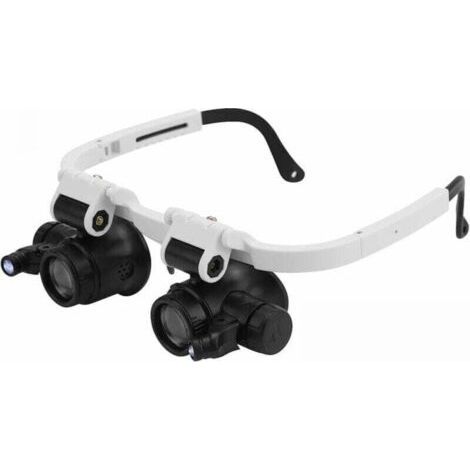 Lunettes Loupe avec 2 Lumières LED, Bijoutier Loupe à Montage sur Tête 8X 15X 23X Agrandir pour Réparation Lecture Bijoux Montres (1/5)