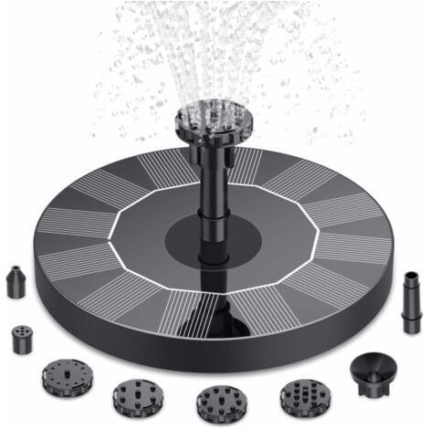 1PCS Pompe de fontaine solaire, fontaine d'eau à énergie solaire avec 6 buses, pompe de bassin solaire flottante pour bain d'oiseaux, jardin, étang, piscine et aquarium (1/5)
