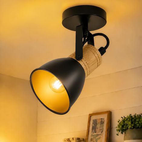 ZMH Spot de Plafond 1 Lumière E14 Noir Vintage, Plafonnier pour Couloir, Cuisine et Entrée (1/5)