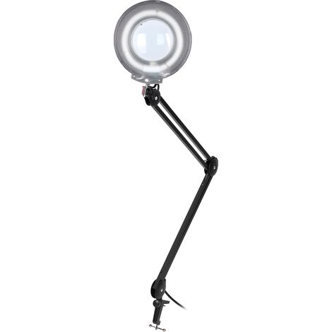 Lampe loupe LED à pince, grossissement 5x, pour broderie et gravure, prise UE 220 V, noire (1/5)