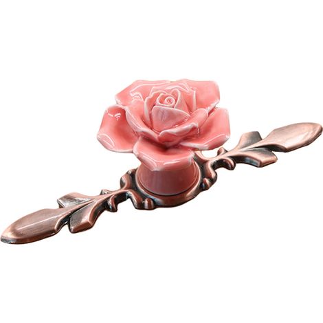 Rose Ceramic Alloy Base Door Knob Drawer Cupboard Wardrobe Furniture Pull Handle 5 (1/2)