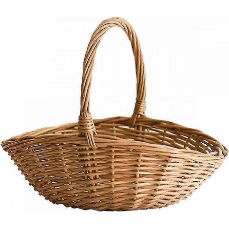 Panier en osier naturel avec poignée, grand panier de courses et de rangement pour la maison, le jardin et les pique-niques. (1/5)