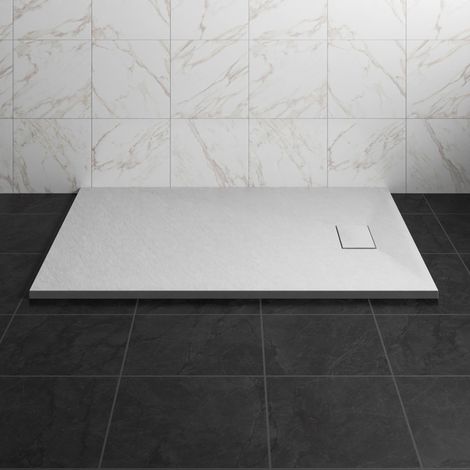 NRG 1300 x 900mm SMC White Rectangle Slate Effect Bathroom Shower Tray (1/5)