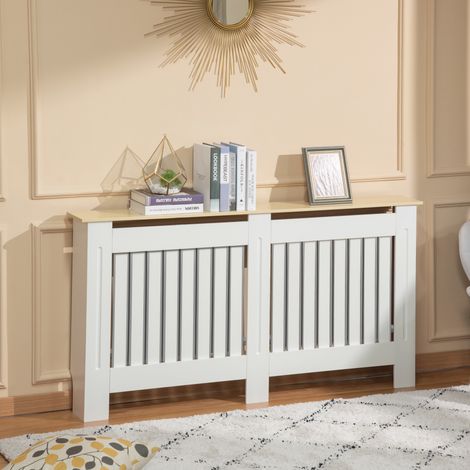 Blanche 152x19x83 cm - Cache-radiateur Cache-radiateur en MDF doté de dispositif anti-basculement Design moderne pour salon Chambre