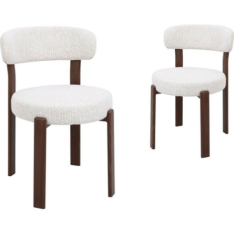 Lot de 2 chaises en velours tissé écru pieds en métal marron