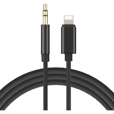 Câble Auxiliaire Jack 3.5mm Noir pour Voiture, Haut-parleurs et Téléphone (1/5)