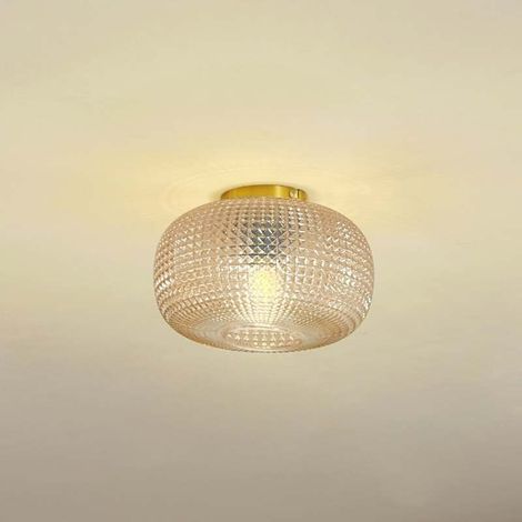 [NEUWERTIG] B-Ware Lindby Deckenleuchte Hildur Ø 25 cm amber Glas dimmbar E27 IP20 (1/2)