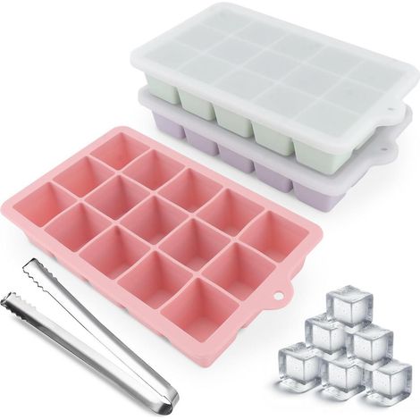 Eiswürfelformen XL 3er Set mit Deckel, stapelbar, spülmaschinenfest (1/5)