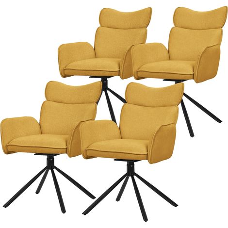 ML-Design Esszimmerstühle drehbar 4er Set Senf mit Stoffbezug, Wohnzimmerstuhl mit Armlehne & Rückenlehne, 360° Drehstuhl, Polsterstuhl mit Stahlgestell, Sessel ergonomisch, Küchenstuhl Loungesessel (1/5)
