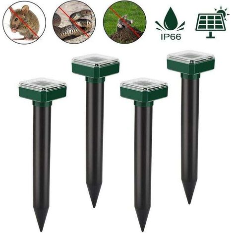 Solar Répulsif anti-taupes pour animaux à ultrasons pour lutter contre la taupe et la lutte contre la taupe et la lutte contre les nuisibles avec IP56 pour le jardin Lot de 4 (1/5)