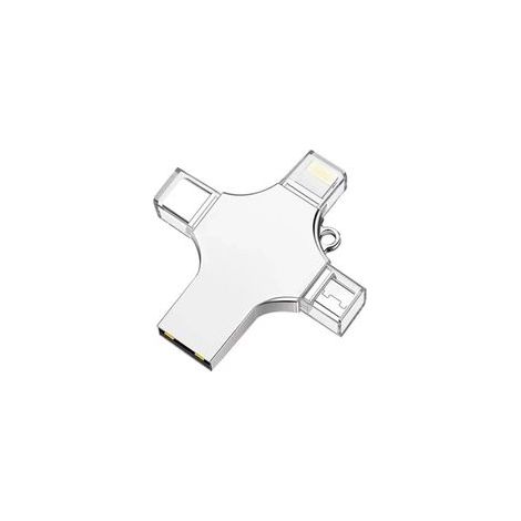 TB 4-in-1 USB 3.0-Stick, kompatibel mit iPhone, Android, iPad, Mac, PC, Galaxy S, Windows, USB-A, USB-C, Micro-USB und iPhone-Anschlüssen. – Crezuo