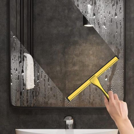 Brosse de douche multi-usages Docrok 25 cm en acier inoxydable doré, pour portes de douche, verre, carrelage et voitures (1/3)
