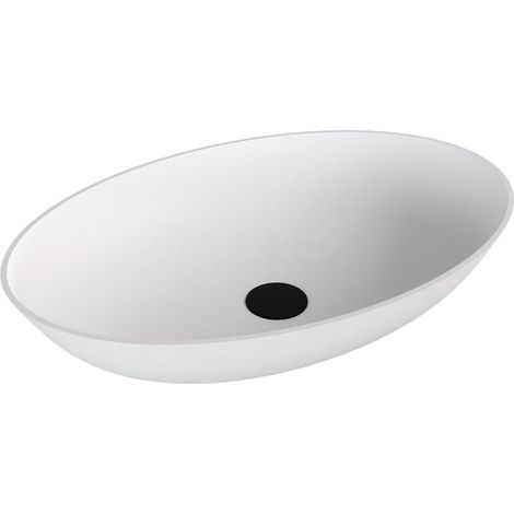 Vasque à poser BANERA OVAL, marbre coulé, 60x40cm, blanc mat (1/4)