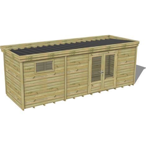 ABRI DE JARDIN bois traité 27mm, 6,9x2,1m, 15m2, Plancher (1/3)