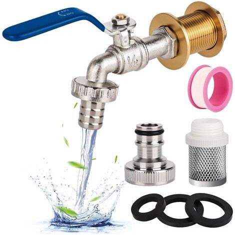 Robinet De Jardin 1/2" En Laiton Résistant À La Rouille Et Au Gel,Ibc Raccord Robinet Avec Raccord De Tuyau Robine Sortie D'arrêt Anti-Goutte Extérieur En Laiton (1/5)