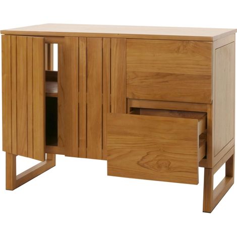 Teak-Waschbeckenunterschrank HHG-497, Waschtisch Schrank, hochwertiges B-Grade-Teak (Kernholz, 20-30 Jahre), 82x106x56cm