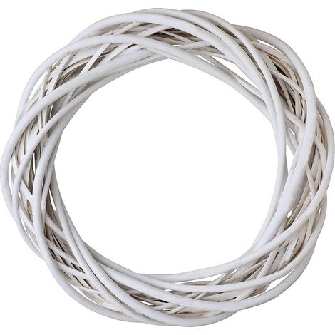 Trade Shop - 30 CM GEFLOCHTENER WEISSER HOLZKRANZ FÜR DIE HINTERTÜR WEIHNACHTEN TÜRDEKORATION - (1/5)