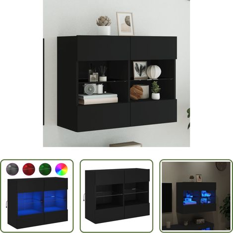 LED-Leuchten - TV-Wandschrank mit LED-Leuchten Schwarz 78,5x30x60,5 cm (1/5)