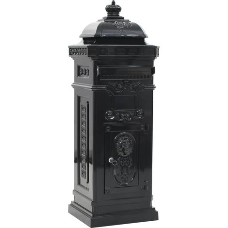 Cassetta postale a colonna in alluminio vintage antiruggine nera 020041554