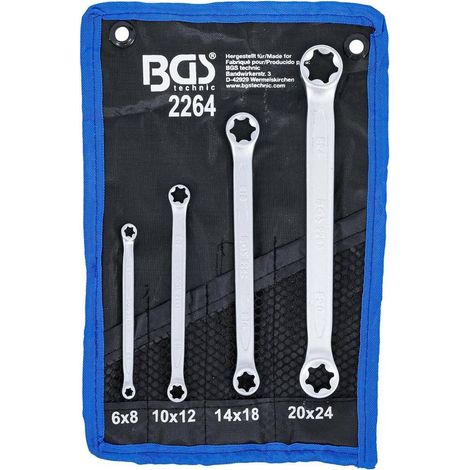 Jeu de Clés à Oeil Doubles Profil E6-E8 à E20-E24 - 4 pcs - Acier Résistant - Précision et Durabilité - D-Work (1/5)