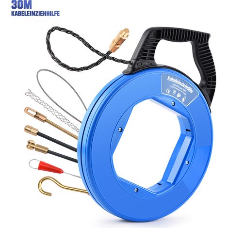 Tire Fils Electricien Aiguille 4,5mm 30m,  Electrique Solide CâBle Fibre De Traction Avec 7 Adaptateur En fibre de verre RéTraction Aide De Ruban De Poisson
