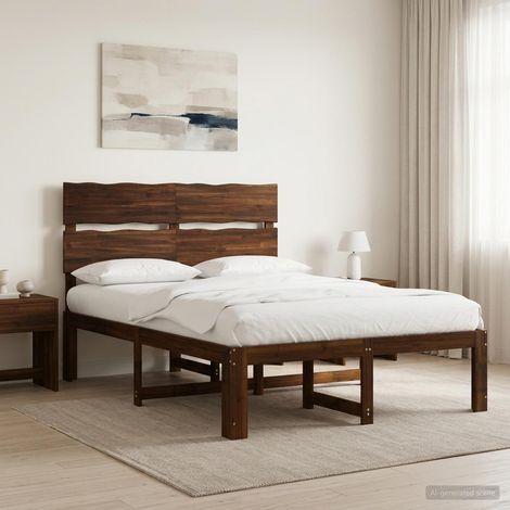 Cama doble con cabecero ROSTOCK Marrón Oscuro 140 x 200 cm (1/5)