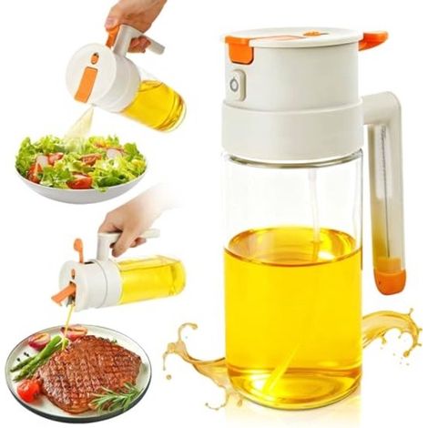 Pulverizador de aceite de cocina，Botella de vidrio de 650 ml，Pulverización uniforme，Con cepillo de limpieza en el mango (1/5)