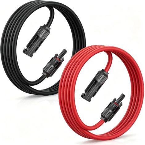Rallonge de câble solaire 6 mm² - 10 m - Rouge/noir - IP67 PV - Étanche selon la norme - Cuivre étamé et XLPE - Résistant aux UV de -45 °C à +90 °C (1/5)