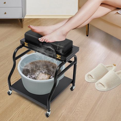 Chariot de toilette portable, petit chariot de bain de pieds avec roues, pliable sur le dessus, 40  40cm