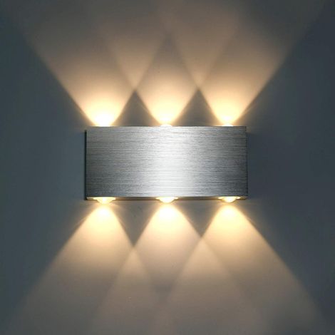 Lampadaire mural LED 18W carré moderne aluminium noir blanc chaud, éclairage haut/bas pour salon chambre bureau, décoratif intérieur (1/5)