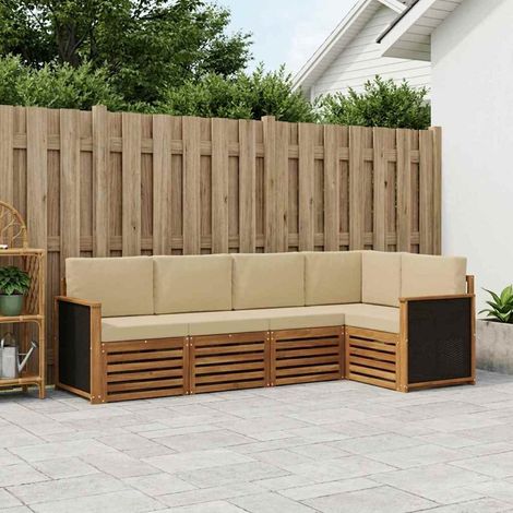 vidaXL Ecksofa Set 4 pcs Natur Massives Akazienholz und Polyester (1/5)